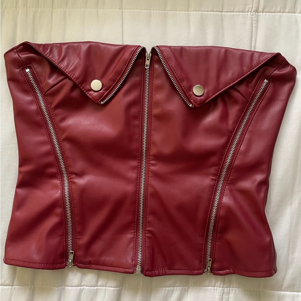 Edikted Sam Faux Leather Zip Corset